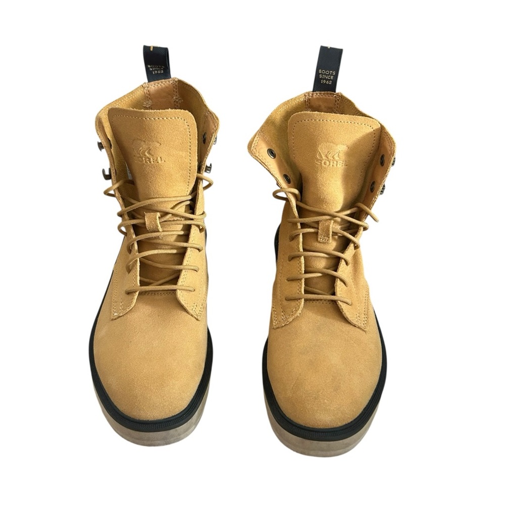 SOREL Women’s Suede Lace Up Hi Line Ankle Boots Yellow Tan Size 7.5 Combat